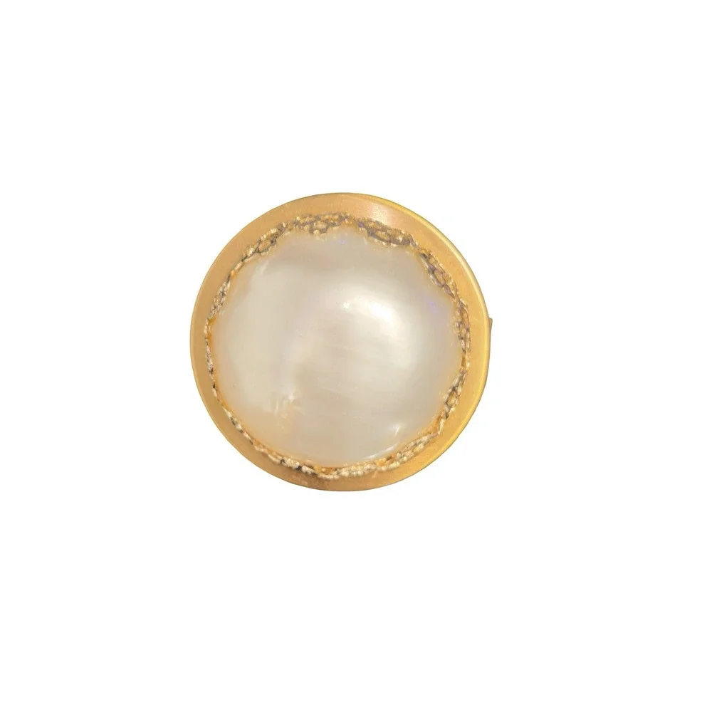 Vintage Gold Lipstick Holder Faux Mother of Pearl Cabochon Filigree Case Flaw